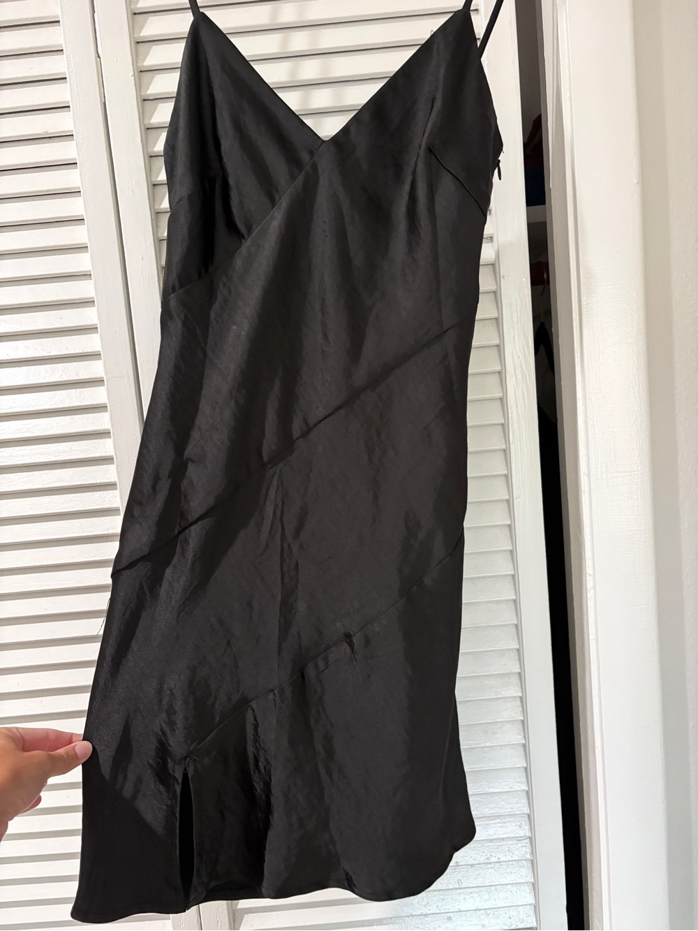 Princess Polly Black Slip Dress with V-Neck and Spaghetti Straps